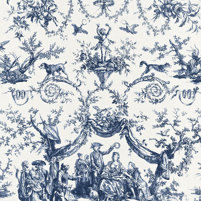 Schumacher Le Couronnement De La Rosiere Bleu Fabric Sample 175271