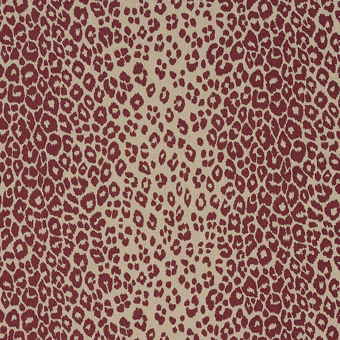 Schumacher Iconic Leopard Raisin/Natural Fabric Sample 175726