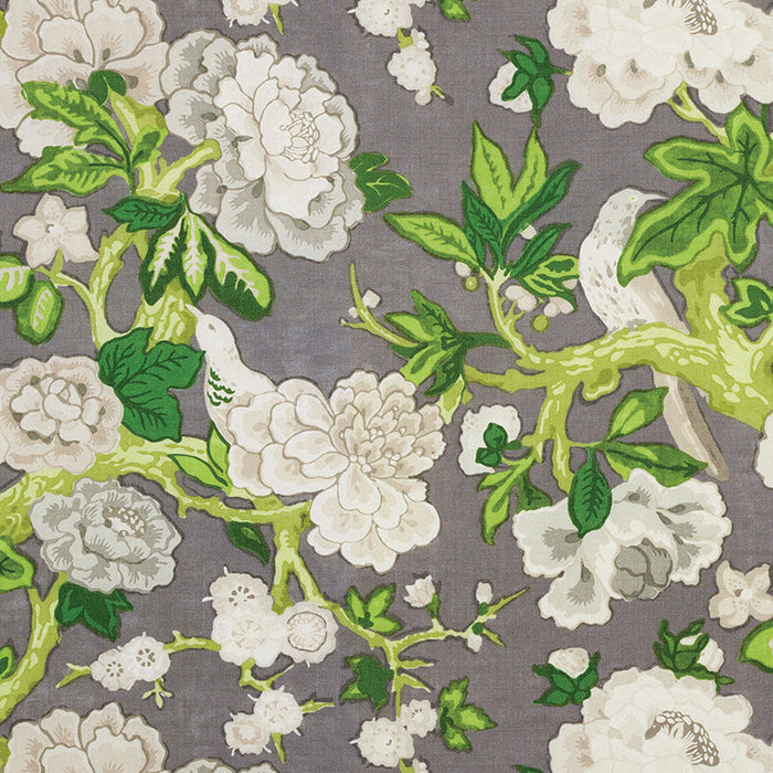 Schumacher Bermuda Blossoms Slate Fabric Sample 175872