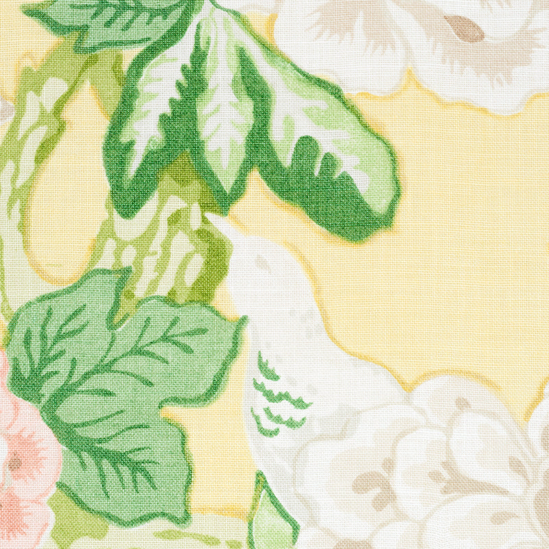 Schumacher Bermuda Blossoms Yellow Fabric Sample 175878