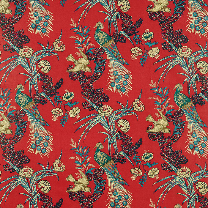 Schumacher Peacock Red Fabric Sample 175910