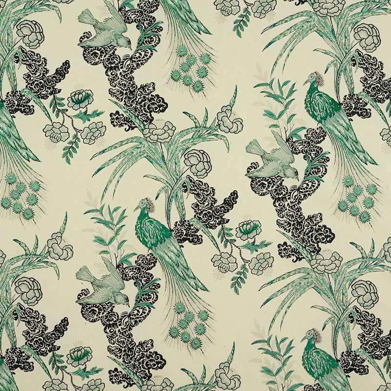 Schumacher Peacock Emerald Fabric 175911