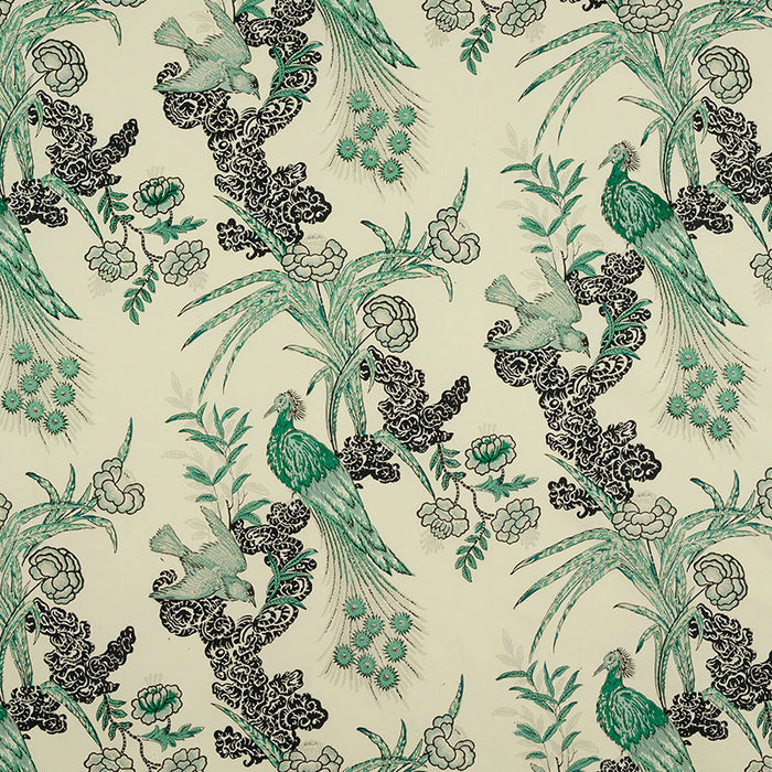 Schumacher Peacock Emerald Fabric 175911