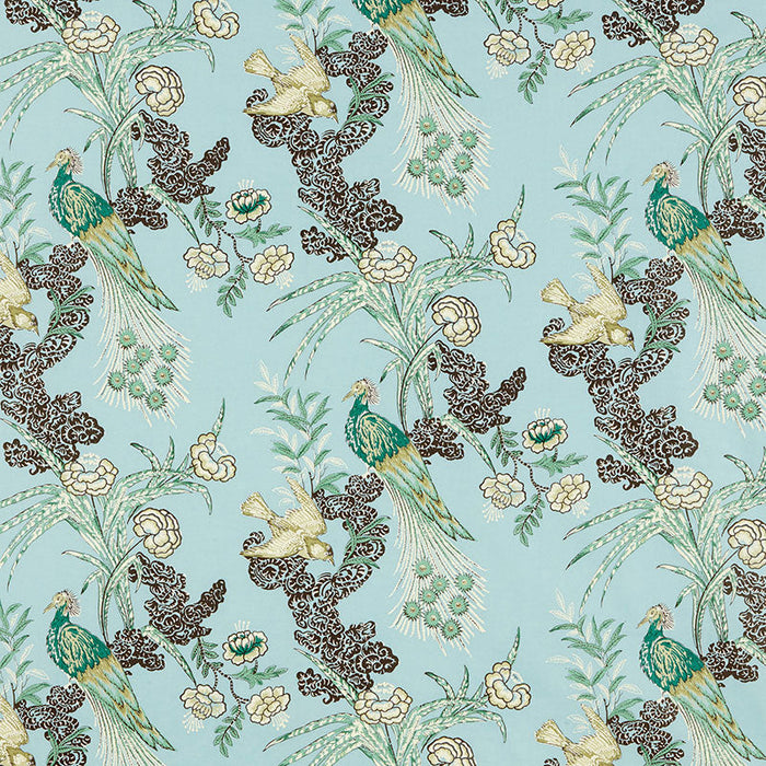 Schumacher Peacock Aqua Fabric Sample 175912