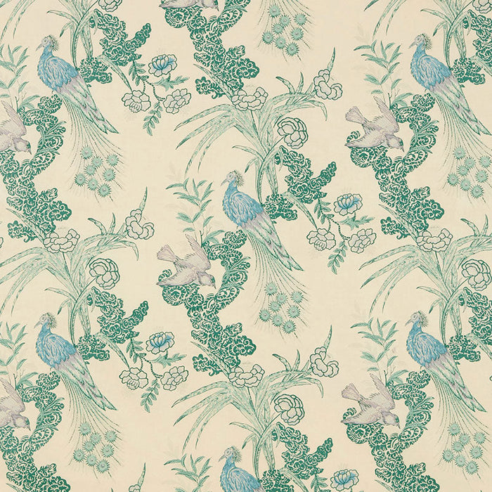 Schumacher Peacock Cream Fabric Sample 175913