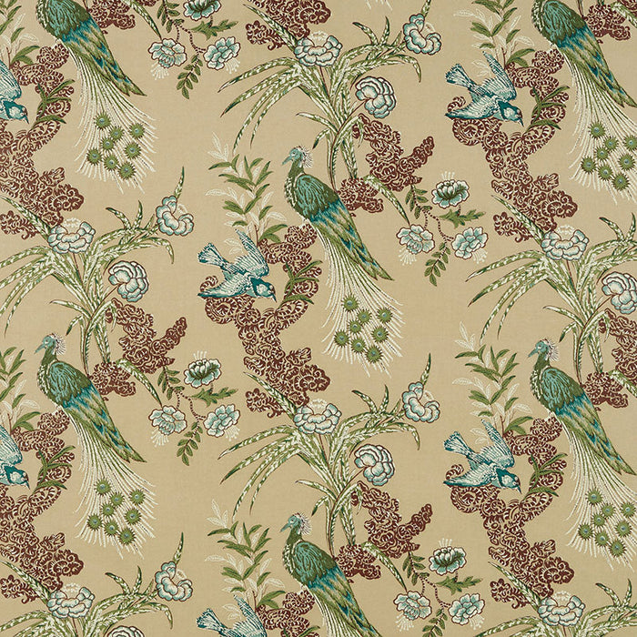 Schumacher Peacock Beige Fabric Sample 175914