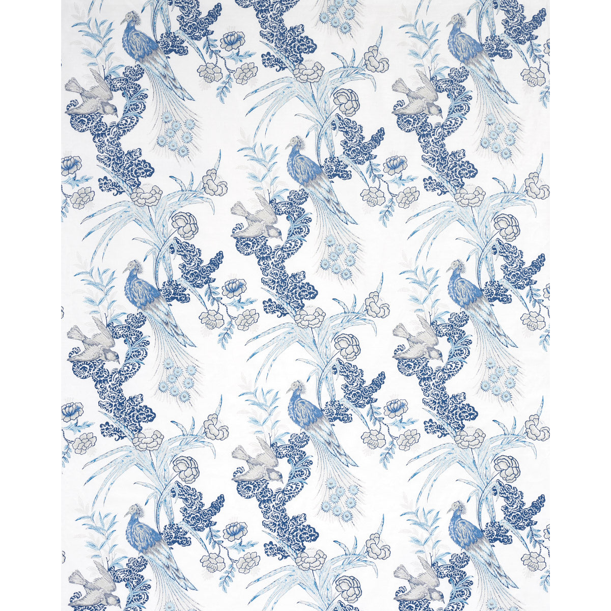 Schumacher Peacock Porcelain Fabric Sample 175915