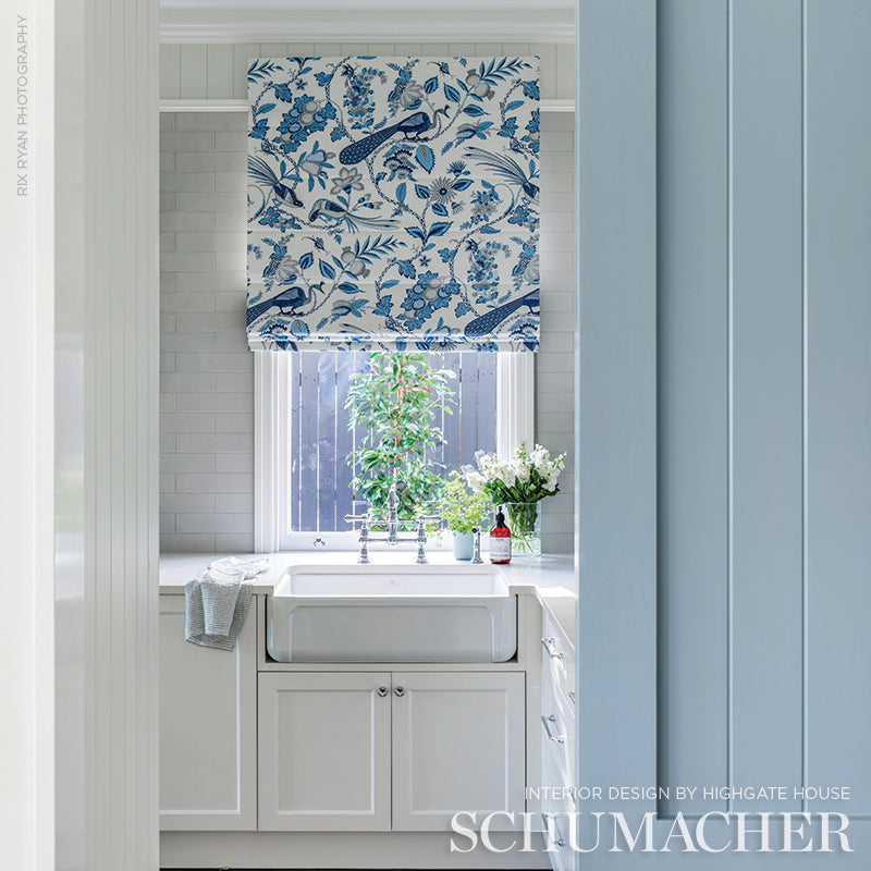 Schumacher Campagne Bleu & Gris Fabric 175952