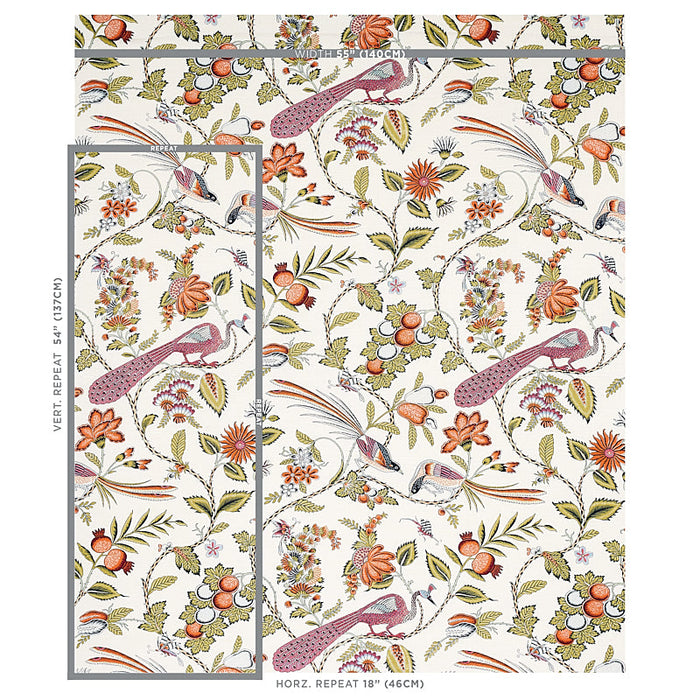 Schumacher Campagne Persimmon & Pink Fabric Sample 175953