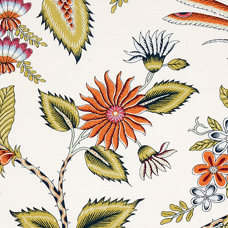 Schumacher Campagne Persimmon & Pink Fabric 175953