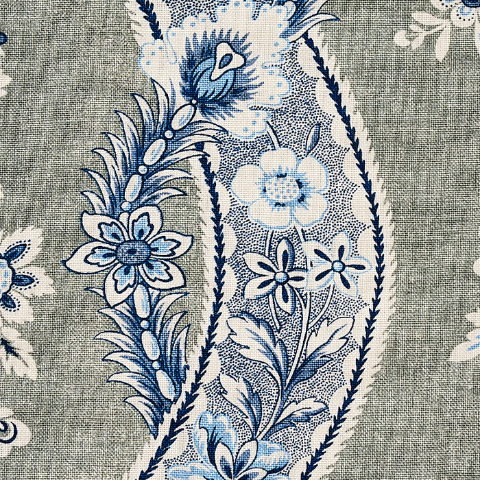 Schumacher Le Castellet Gris & Bleu Fabric Sample 175982