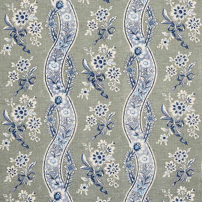 Schumacher Le Castellet Gris & Bleu Fabric Sample 175982