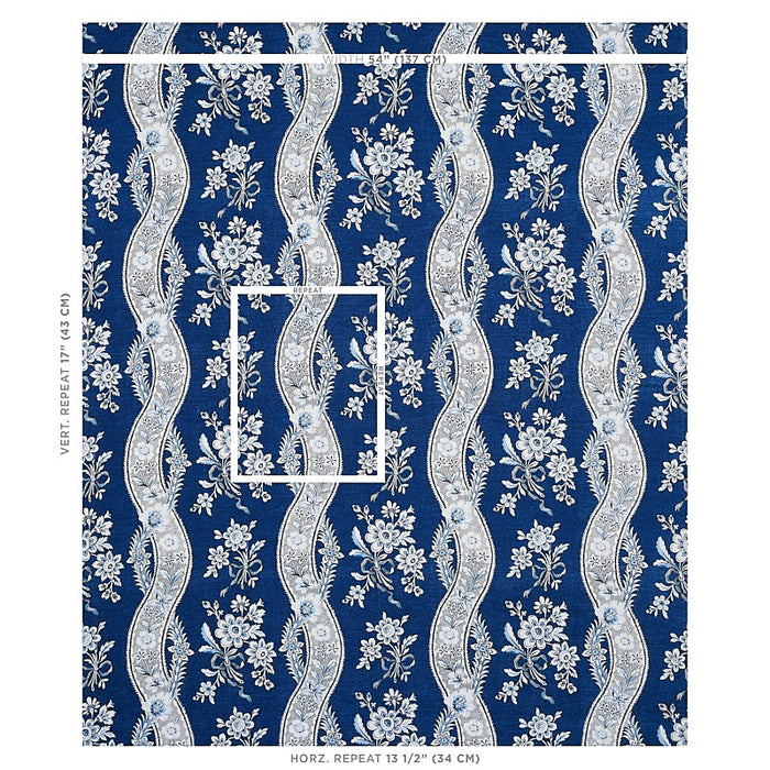 Schumacher Le Castellet Indigo Fabric Sample 175984