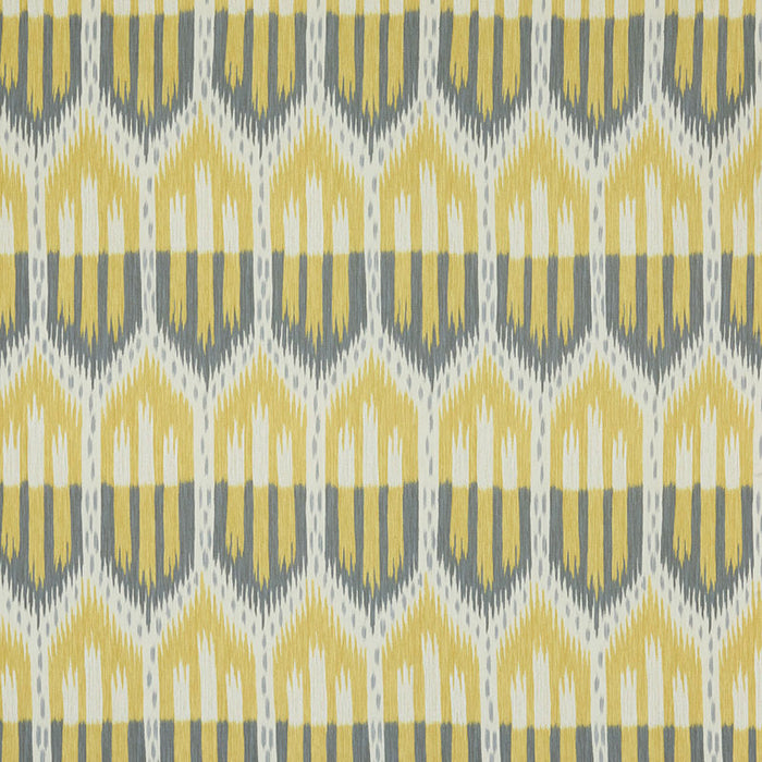 Schumacher Bukhara Ikat Citrine & Smoke Fabric Sample 176081