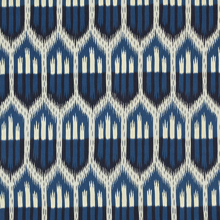 Schumacher Bukhara Ikat Indigo Fabric Sample 176084