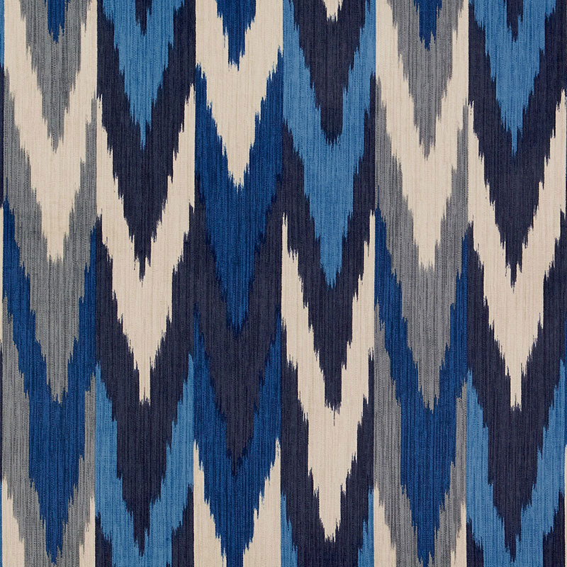 Schumacher Kashgar Velvet Ikat Indigo & Slate Fabric 176100