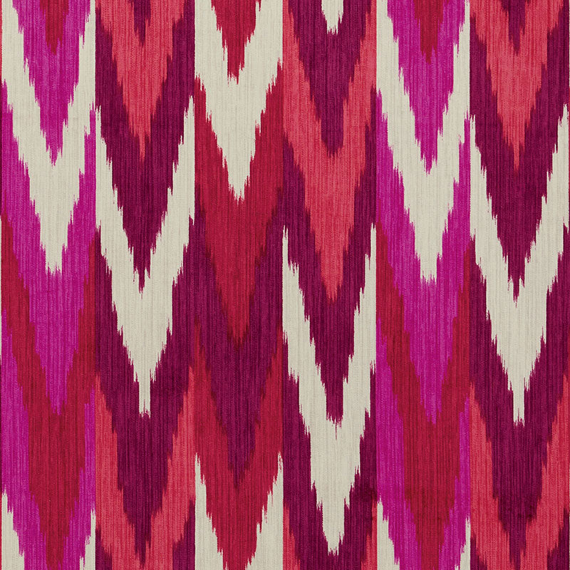 Schumacher Kashgar Velvet Ikat Ruby & Plum Fabric 176102