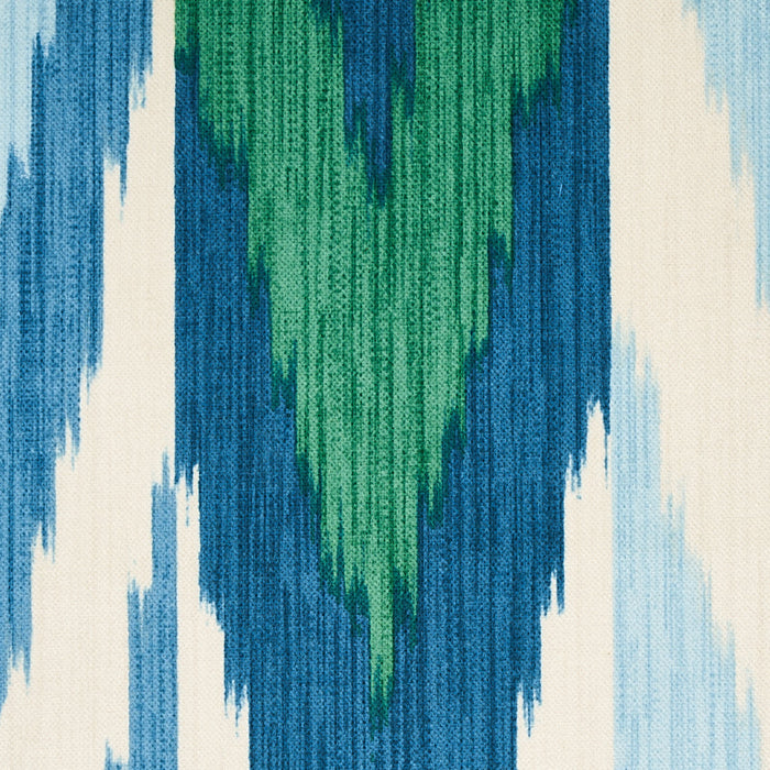 Schumacher Kashgar Velvet Ikat Peacock & Emerald Fabric Sample 176104