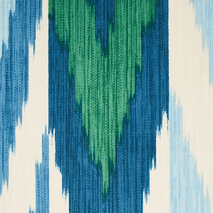 Schumacher Kashgar Velvet Ikat Peacock & Emerald Fabric 176104