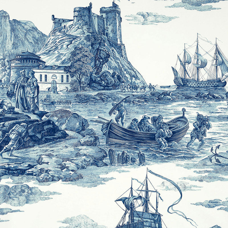 Schumacher Marine Toile Indigo Fabric 176161