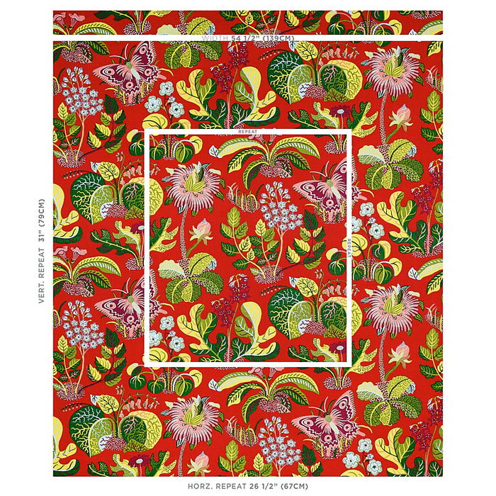 Schumacher Exotic Butterfly Red Fabric 176180