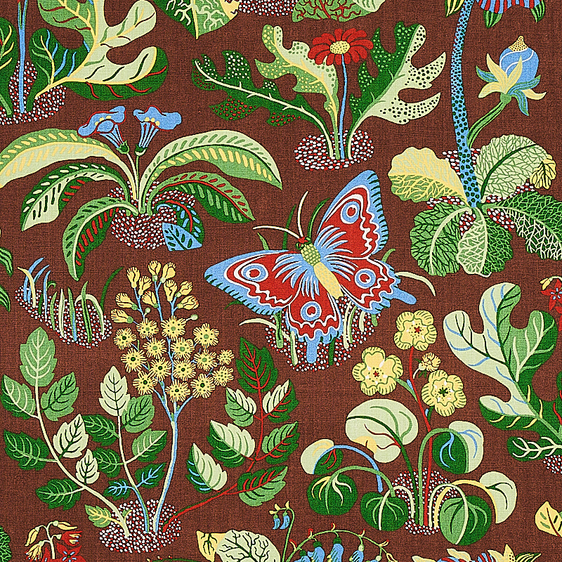 Schumacher Exotic Butterfly Brown Fabric 176186