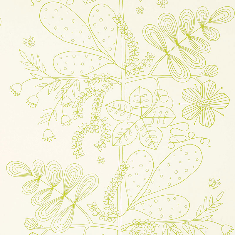 Schumacher Blommen Print Lime Fabric 176200