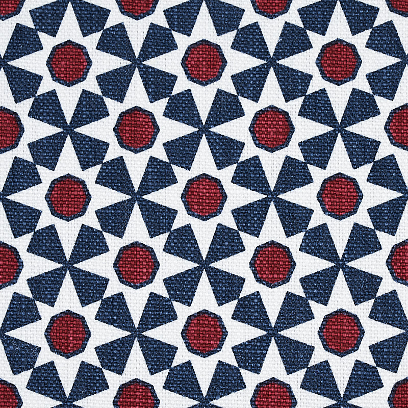 Schumacher Serendipity Navy & Red Fabric 176423