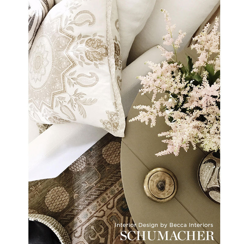 Schumacher Montecito Medallion Neutral Fabric 176480