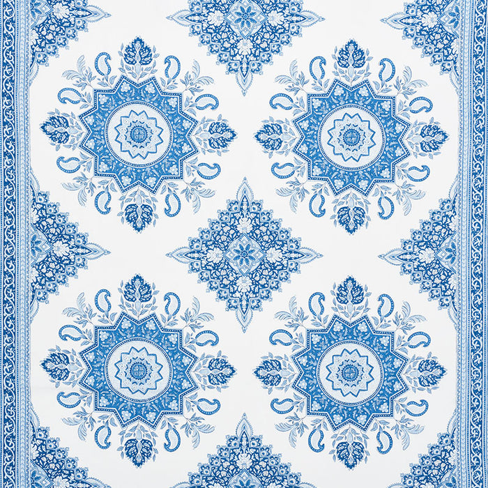 Schumacher Montecito Medallion Indigo Fabric 176481