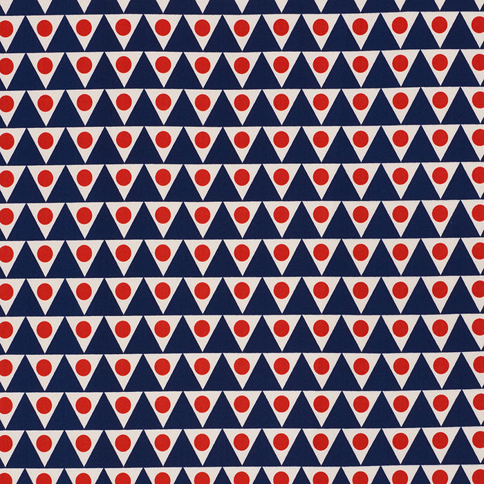 Schumacher Pennant Ii Navy & Red Fabric Sample 176642