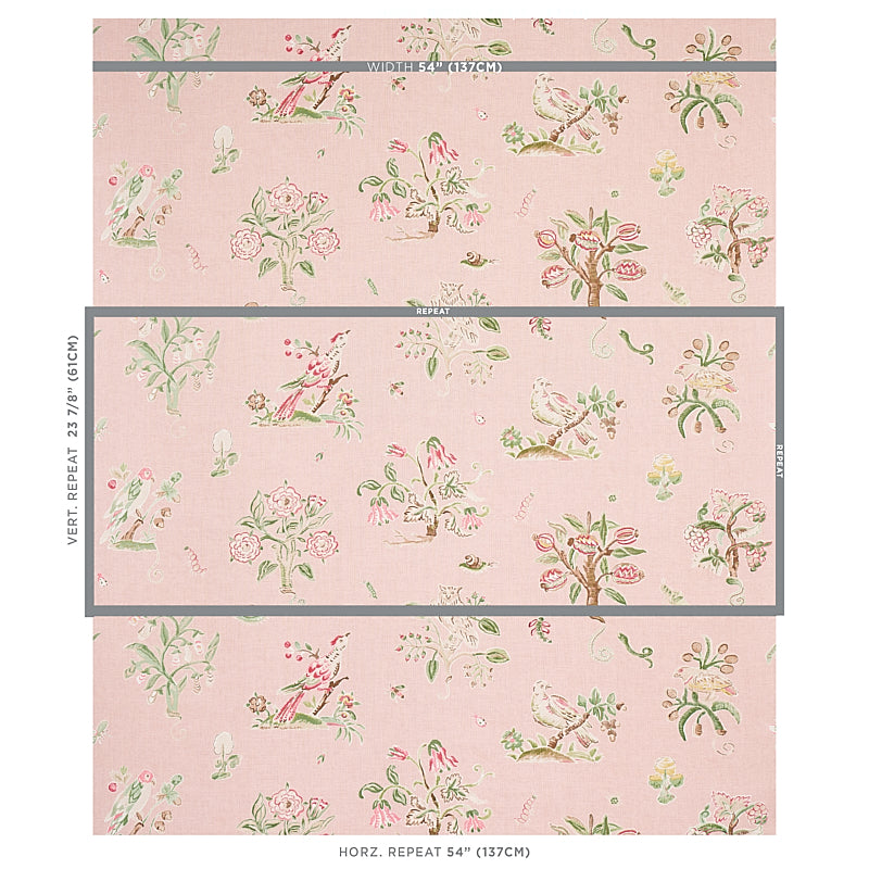 Schumacher Magical Menagerie Blush Fabric 176754