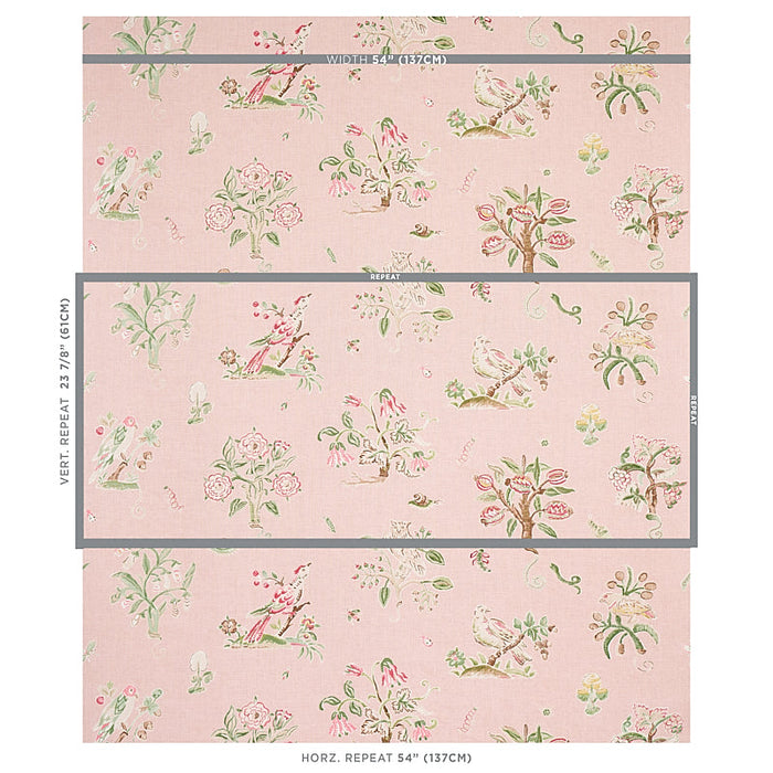 Schumacher Magical Menagerie Blush Fabric Sample 176754