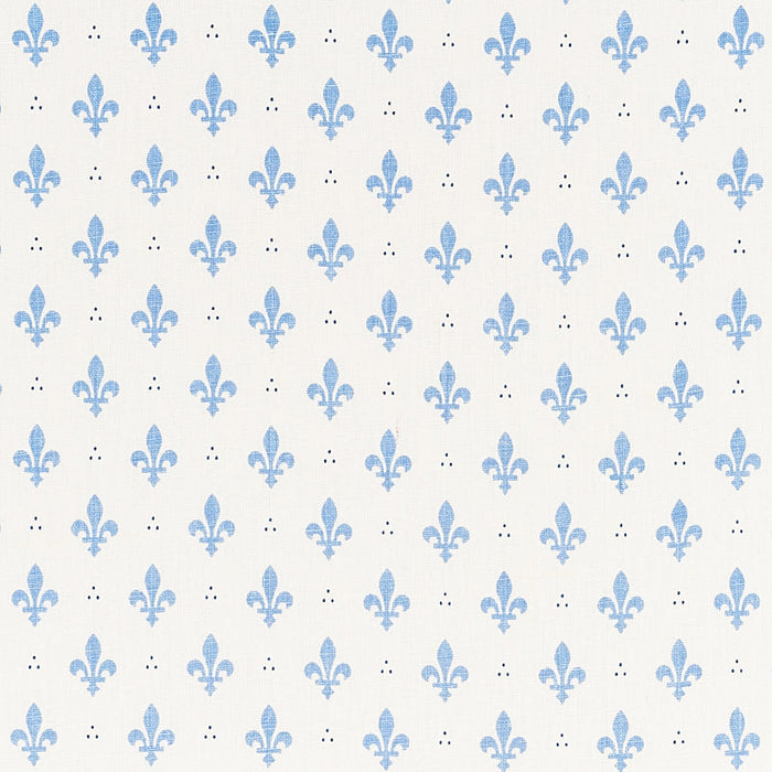 Schumacher Fleur De Lis Blue Fabric Sample 176960