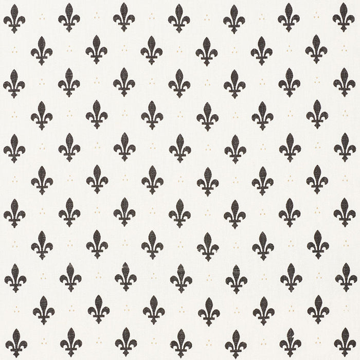 Schumacher Fleur De Lis Charcoal Fabric Sample 176962