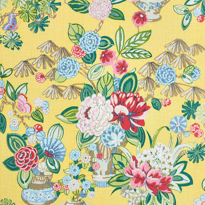 Schumacher Bouquet Chinois Yellow Fabric Sample 177290