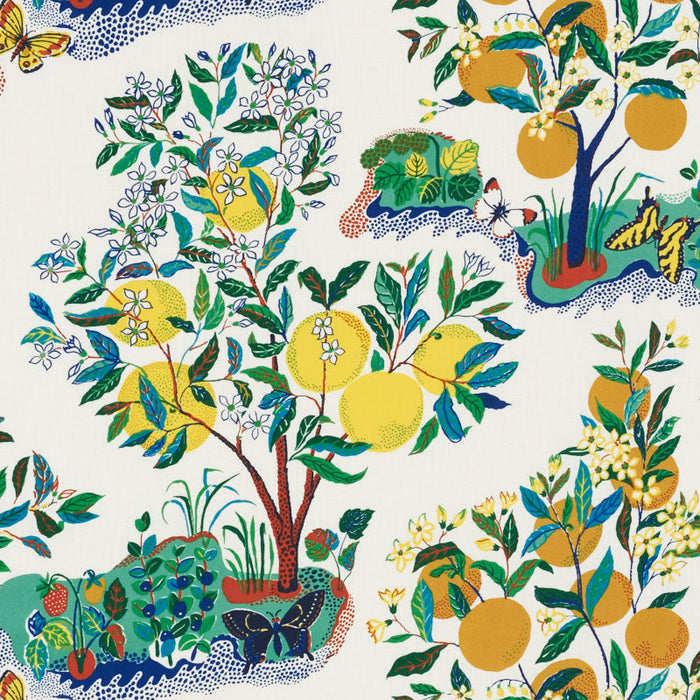 Schumacher Citrus Garden Indoor/Outdoor Primary Fabric Sample 177330