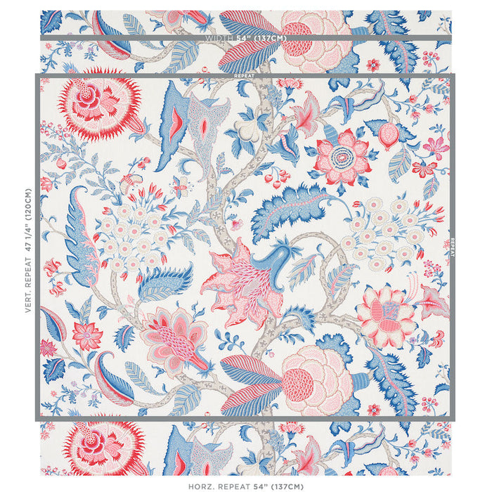 Schumacher Arborvitae Rose & Delft Fabric Sample 177370