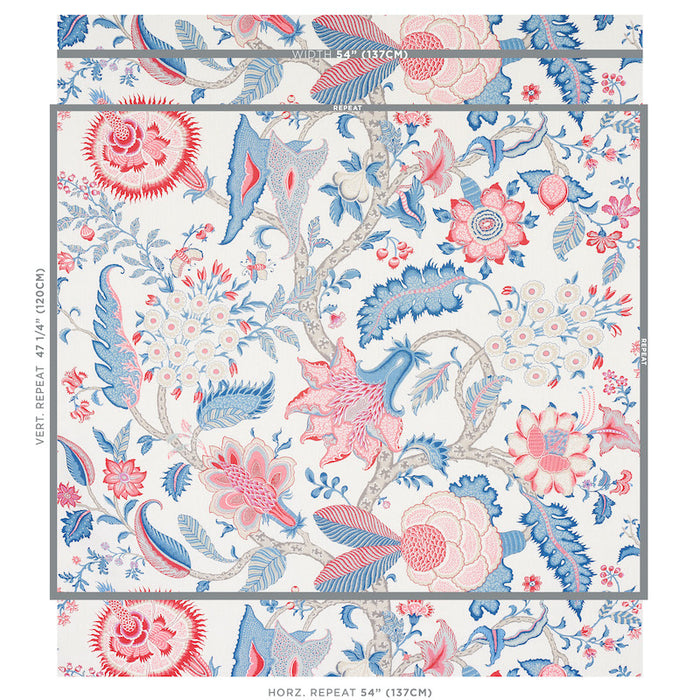 Schumacher Arborvitae Rose & Delft Fabric 177370