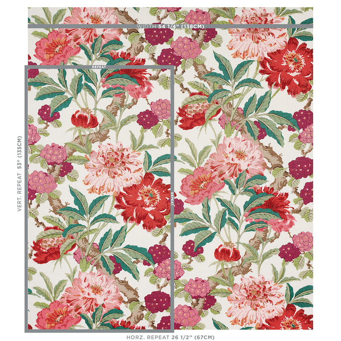 Schumacher Enchanted Garden Fuchsia Fabric Sample 177392