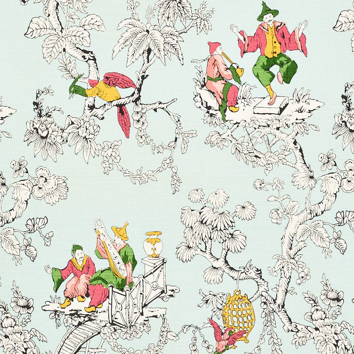 Schumacher Chinoiserie Moderne Aqua Fabric 177420