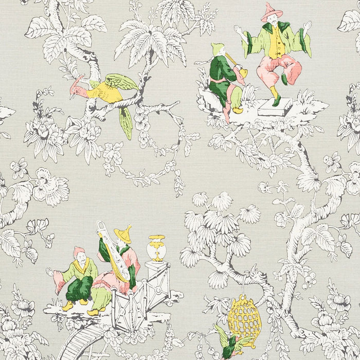 Schumacher Chinoiserie Moderne Soft Grey Fabric Sample 177421