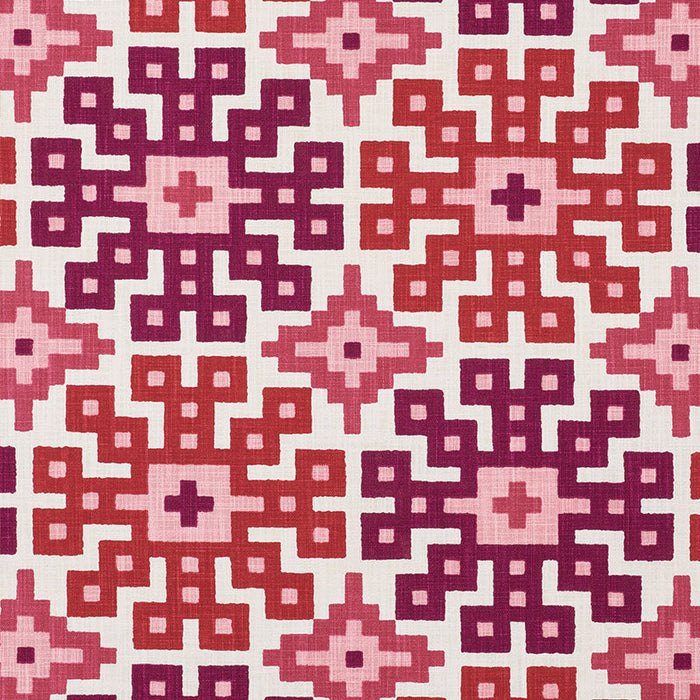 Schumacher Palmetto Print Valentine Fabric Sample 177452