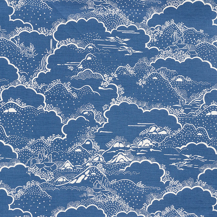 Schumacher Kumo Village Blue Fabric Sample 177520