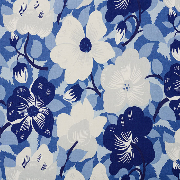 Schumacher Magnolias Blues Fabric Sample 177562