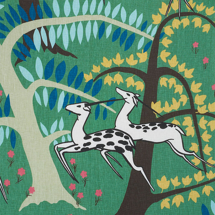 Schumacher Antelopes Jade Fabric 177570