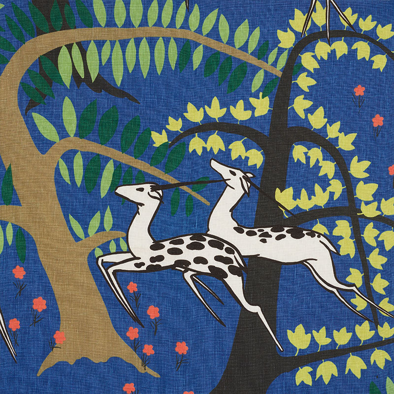 Schumacher Antelopes Cobalt Fabric 177572