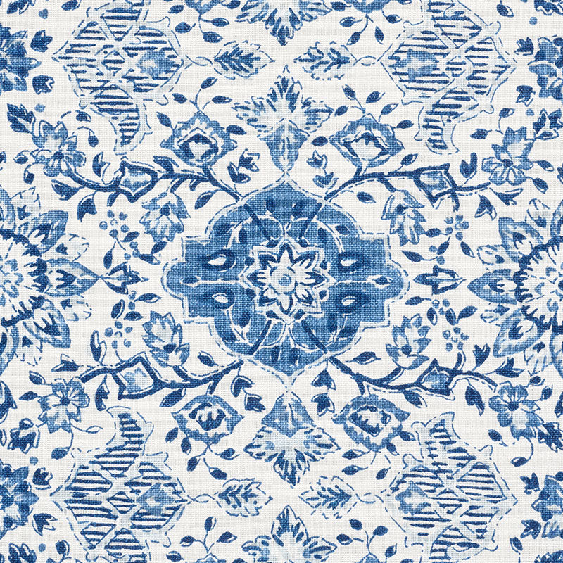 Schumacher Montecito Floral Indigo Fabric 177620