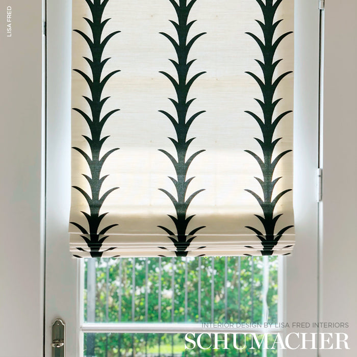 Schumacher Acanthus Stripe Carbon Fabric 177632