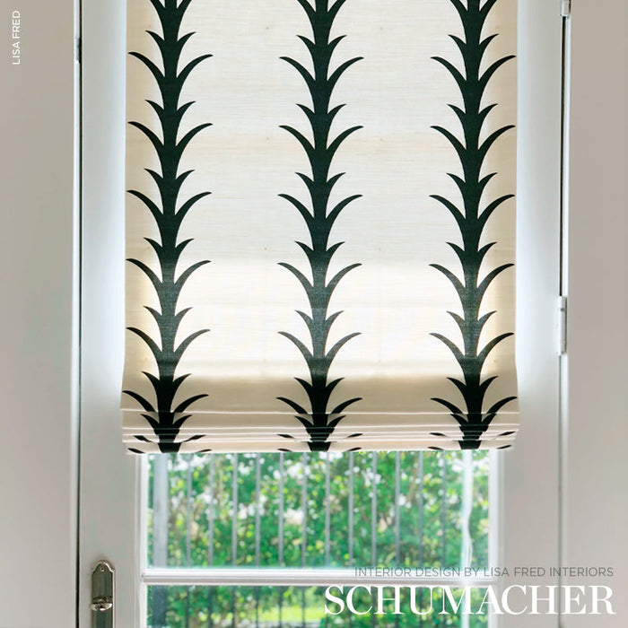 Schumacher Acanthus Stripe Carbon Fabric Sample 177632